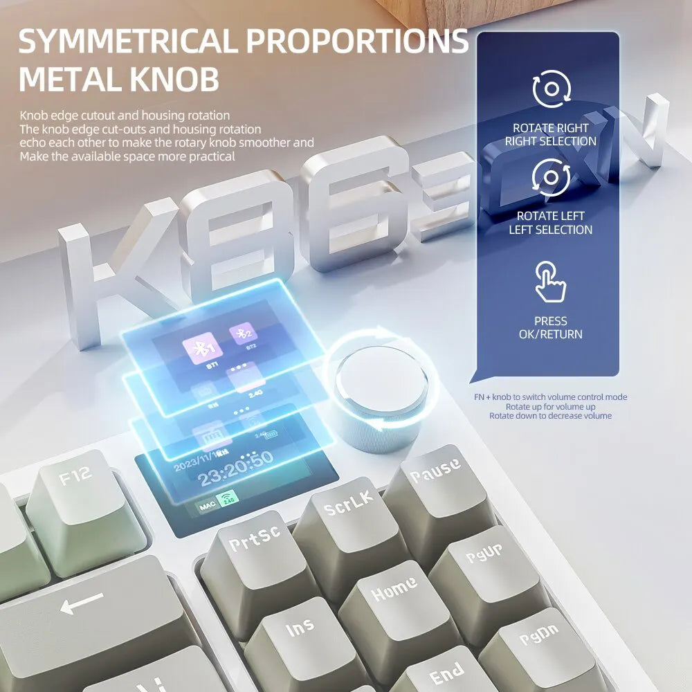 K86 Wireless Hot-Swappable Mechanical Keyboard Bluetooth/2.4g With Display Screen and Volume Rotary Button for Games and Work - Image 8