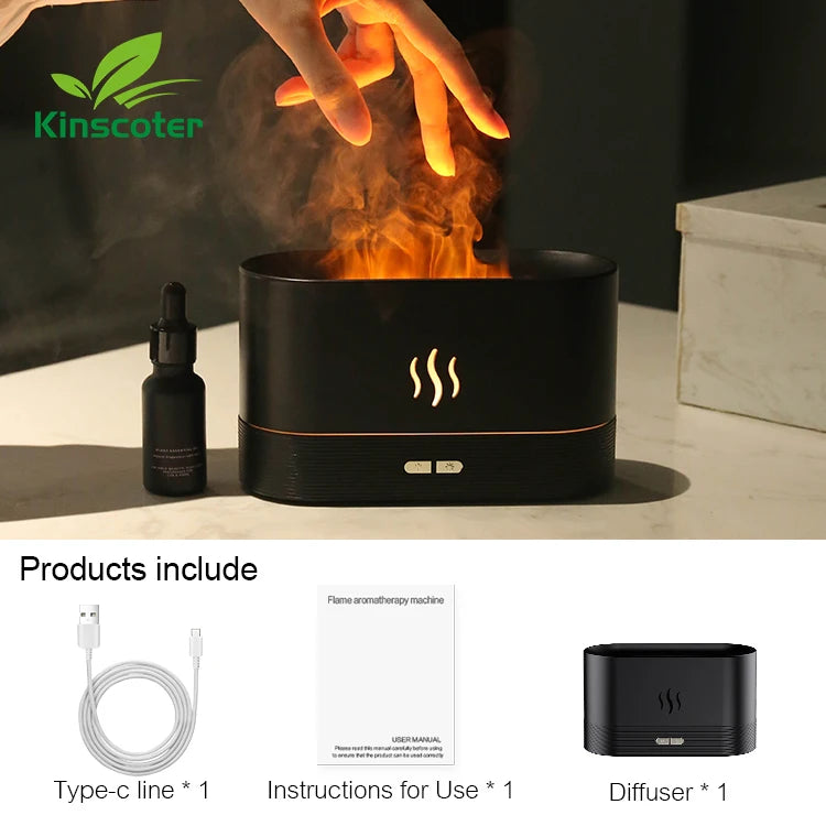 Kinscoter Aroma Diffuser Air Humidifier Ultrasonic Cool Mist Maker Fogger Led Essential Oil Flame Lamp Difusor - Image 10