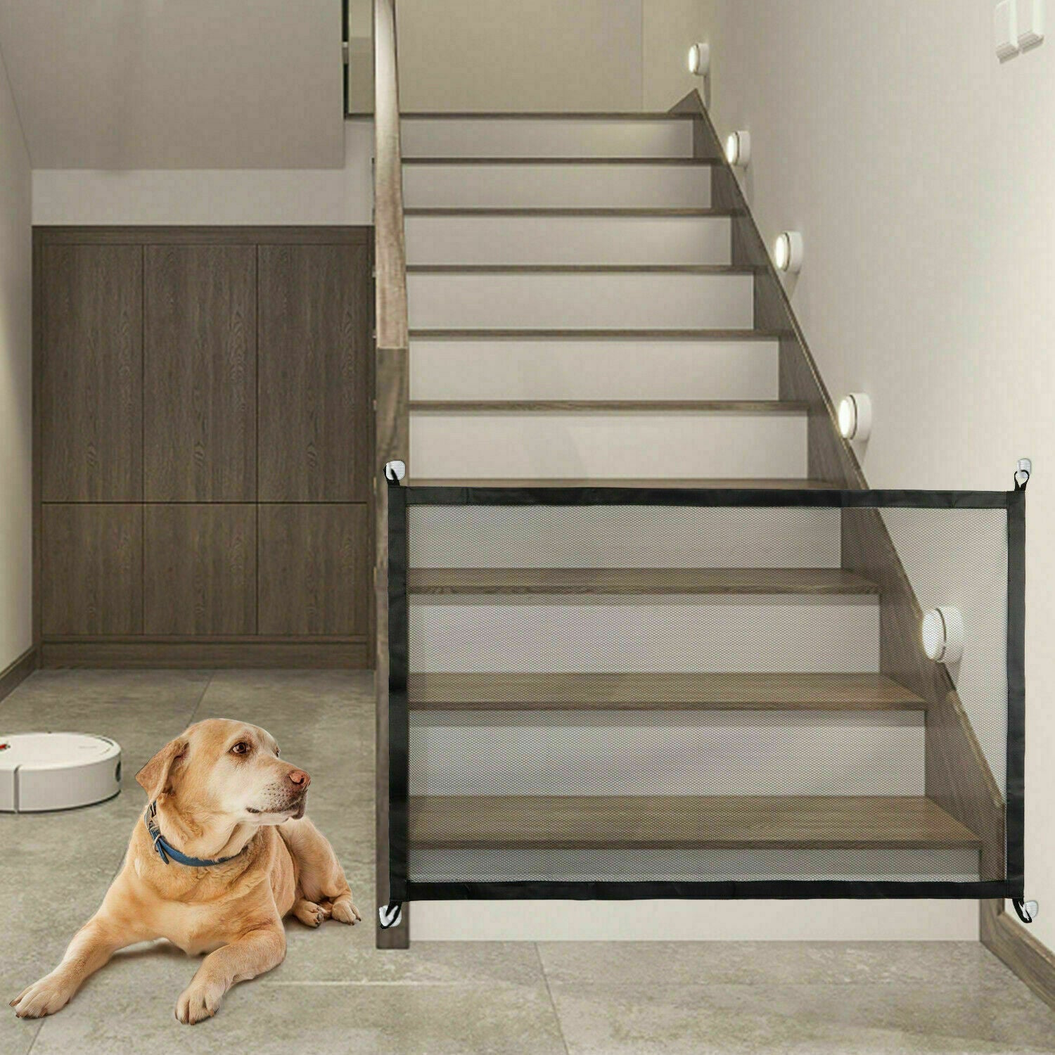 Portable Magic Mesh Baby Safety Gate - Pet Dog Cat Guard for Stairs & Doors - Image 2